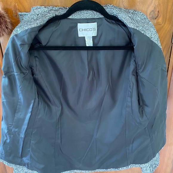 Chico’s Silver Single Breasted Blazer, Sz 0 - Picture 3 of 4